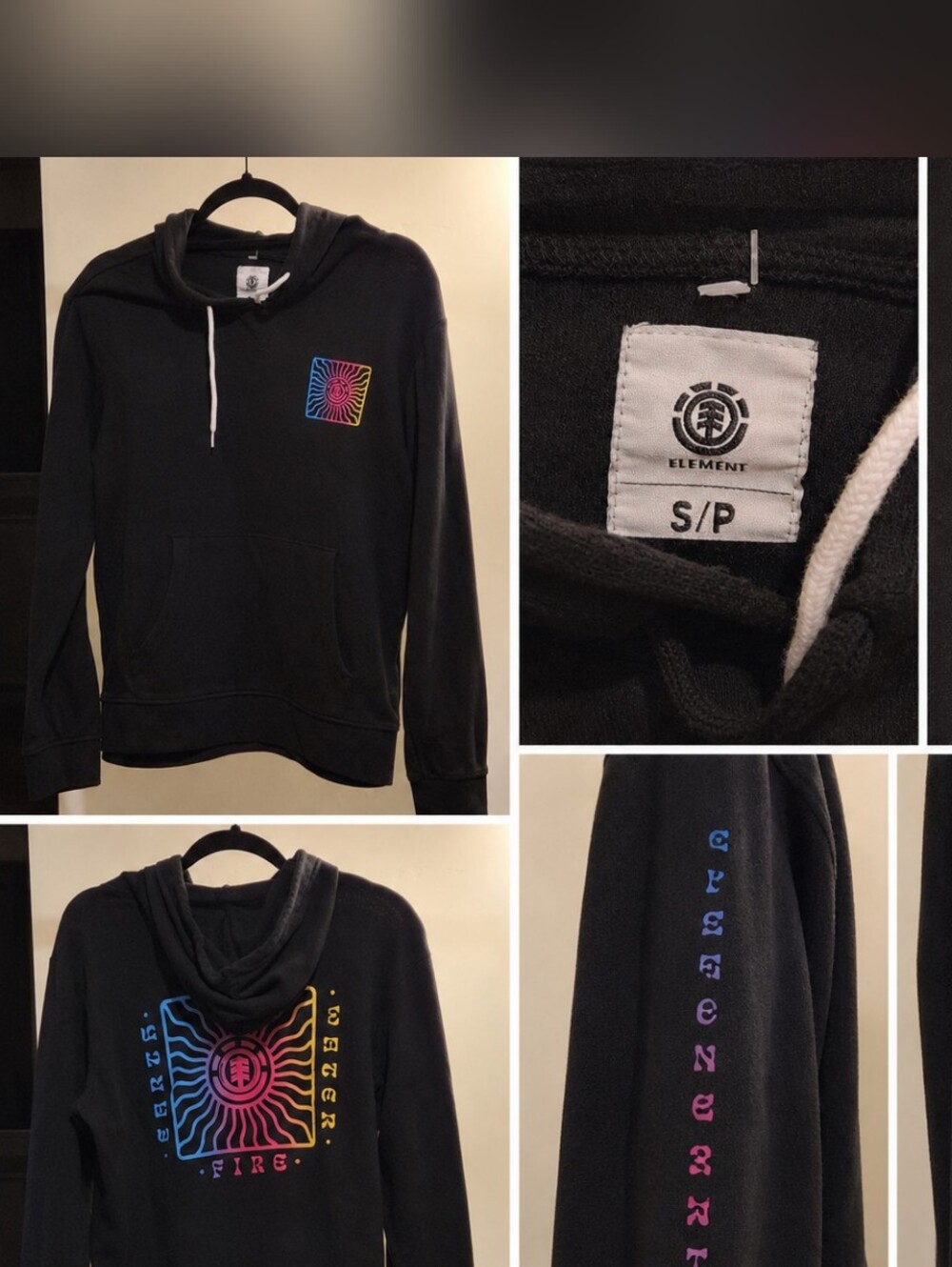 Element Men’s Black Pullover Hoodie with Multicolor Graphic